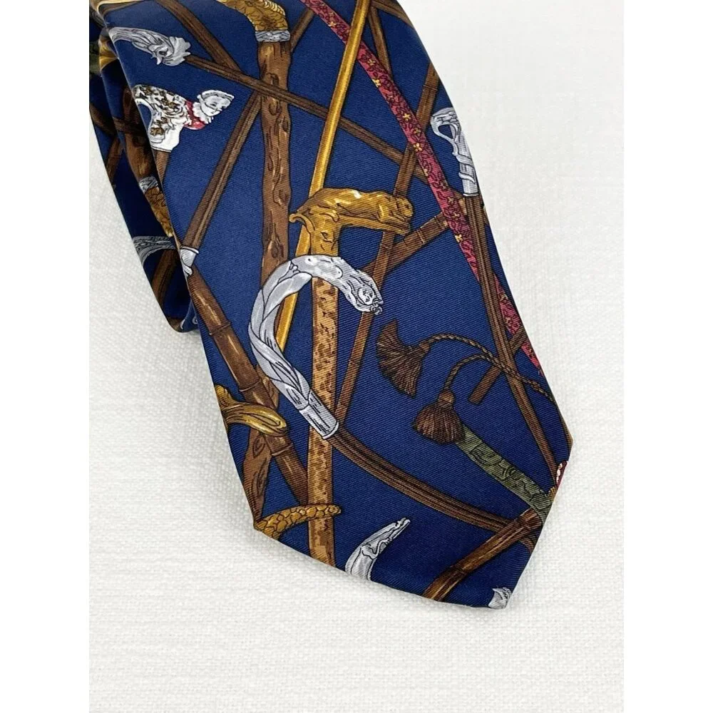 Land's End Neck Vtg‎ Neck Tie Walking Canes Gentlemen's Walking Stick Silk USA